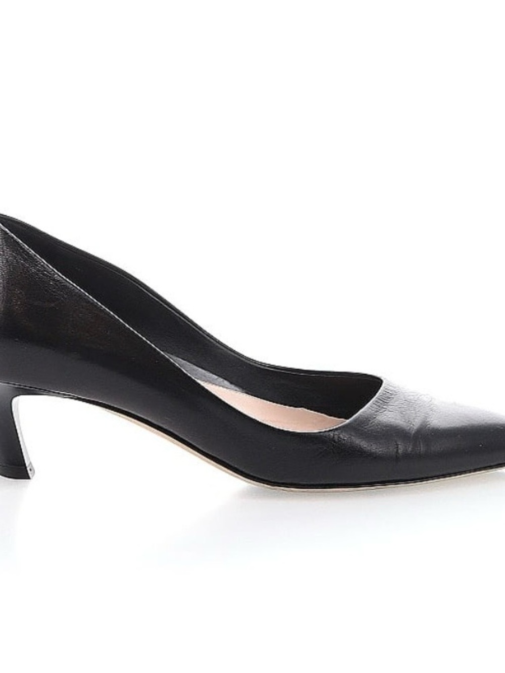 MM Lafleur Black Leather Mid Heel Pump